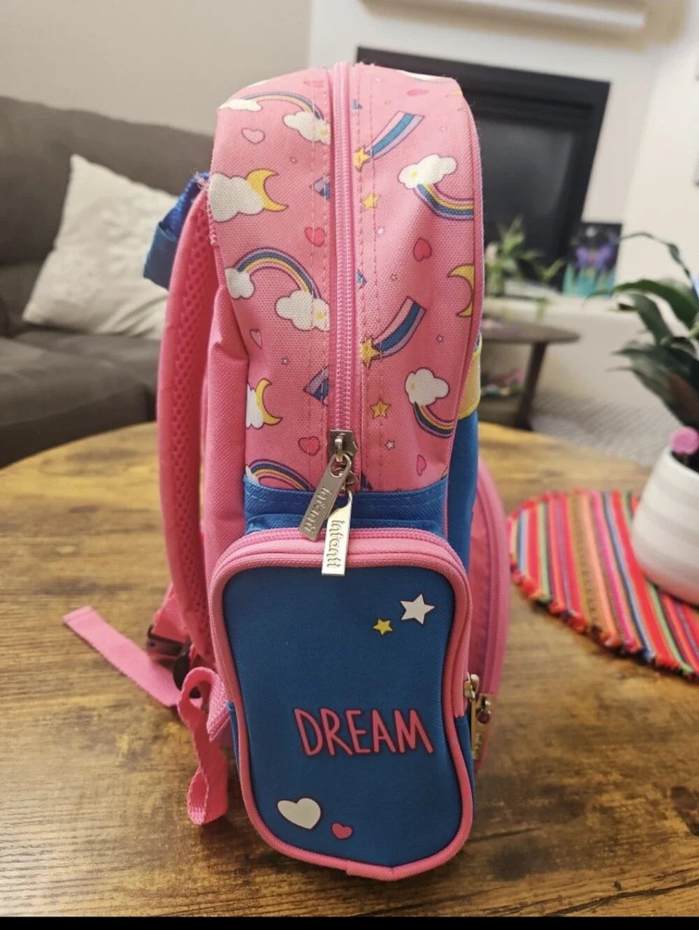 Little Kid Rainbow Cloud Backpack - Blue & Pink